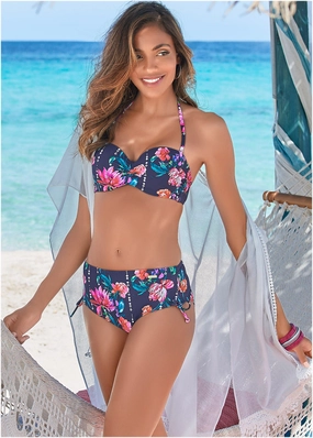Adjustable Mid-Rise Bottom - Floral Drop swimwear for all body types, comfortable womens beachwear
