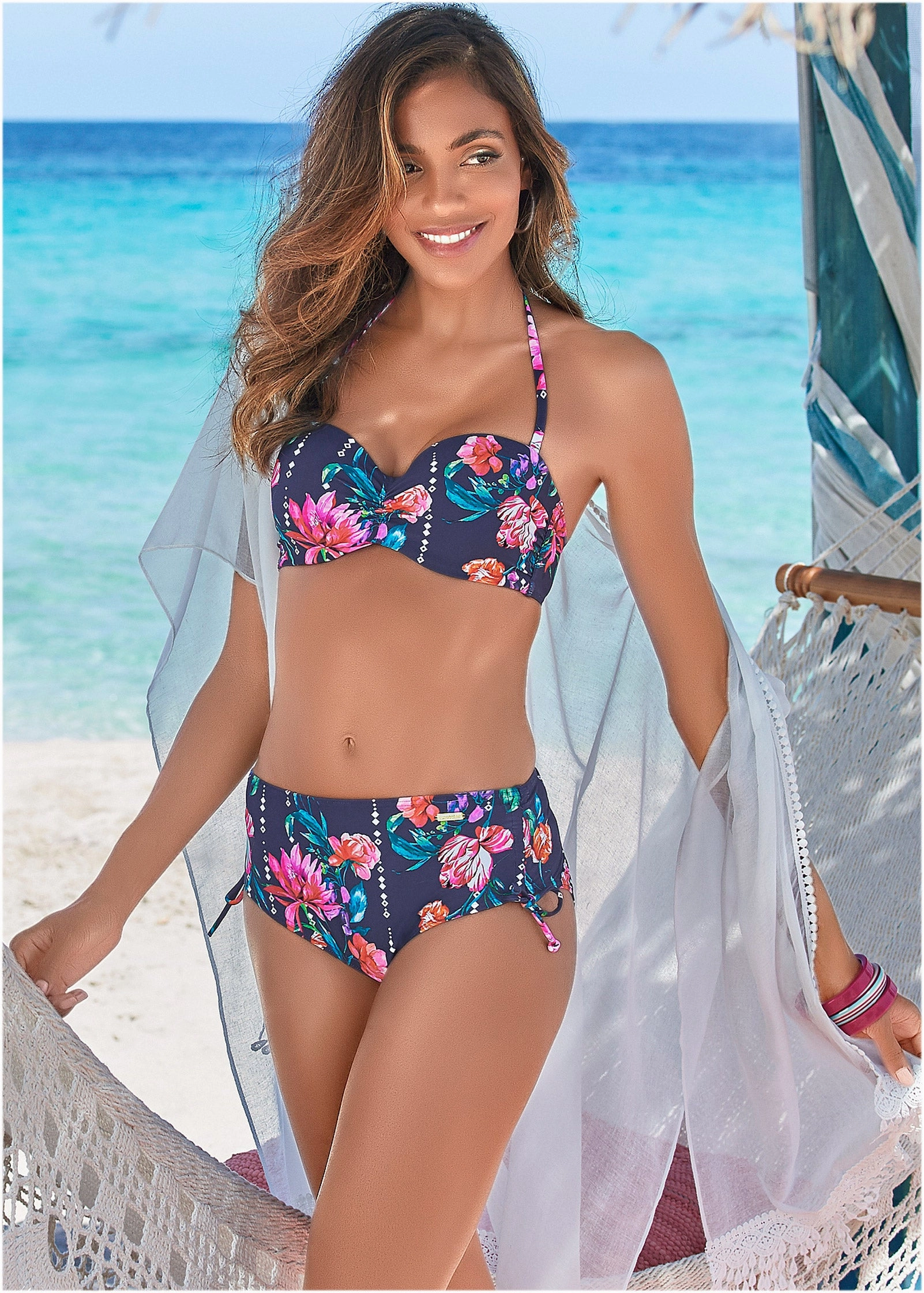 Adjustable Mid-Rise Bottom - Floral Drop swimwear for all body types, comfortable womens beachwear