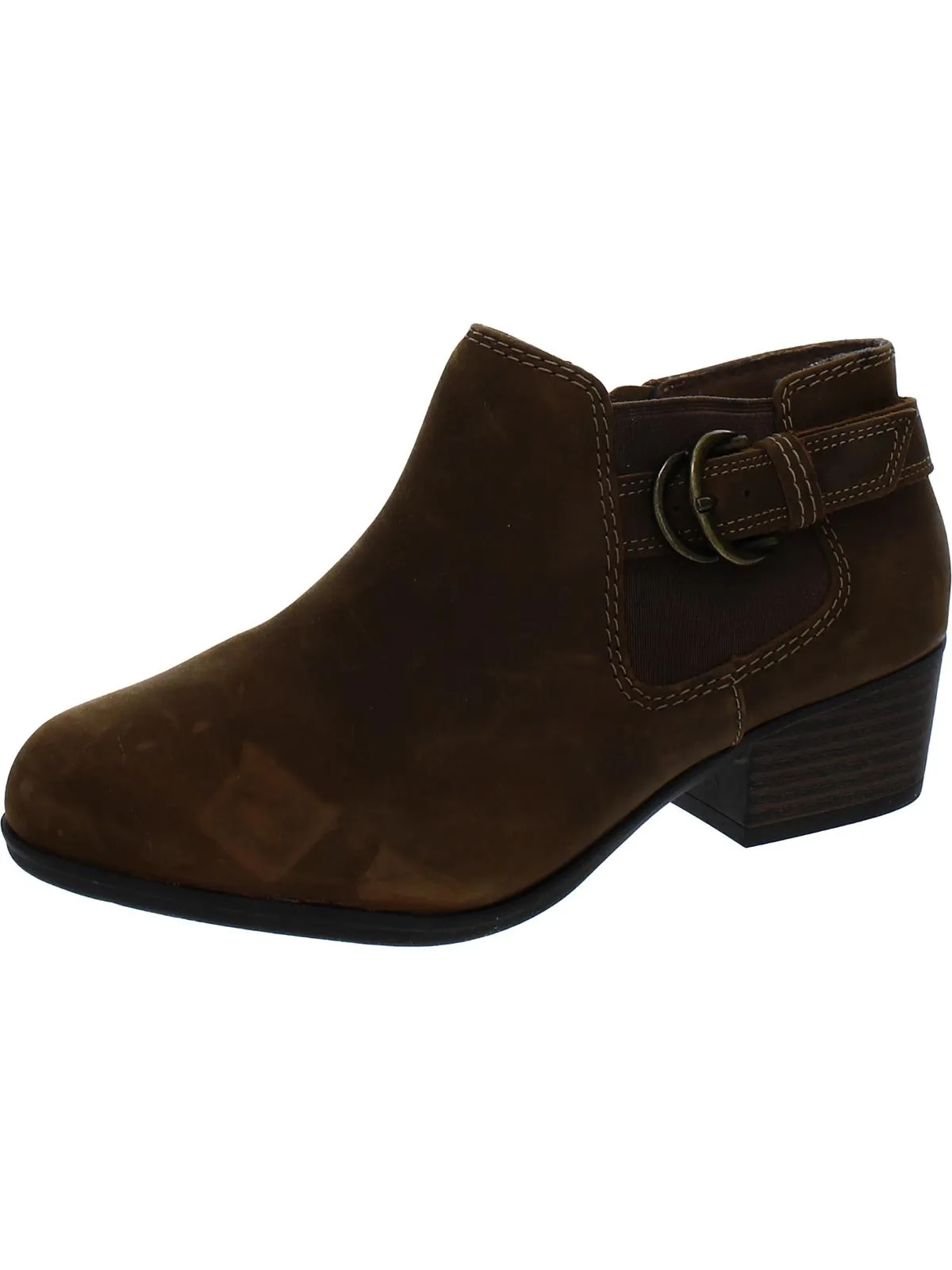 Adreena Field Womens Leather Stretch Booties