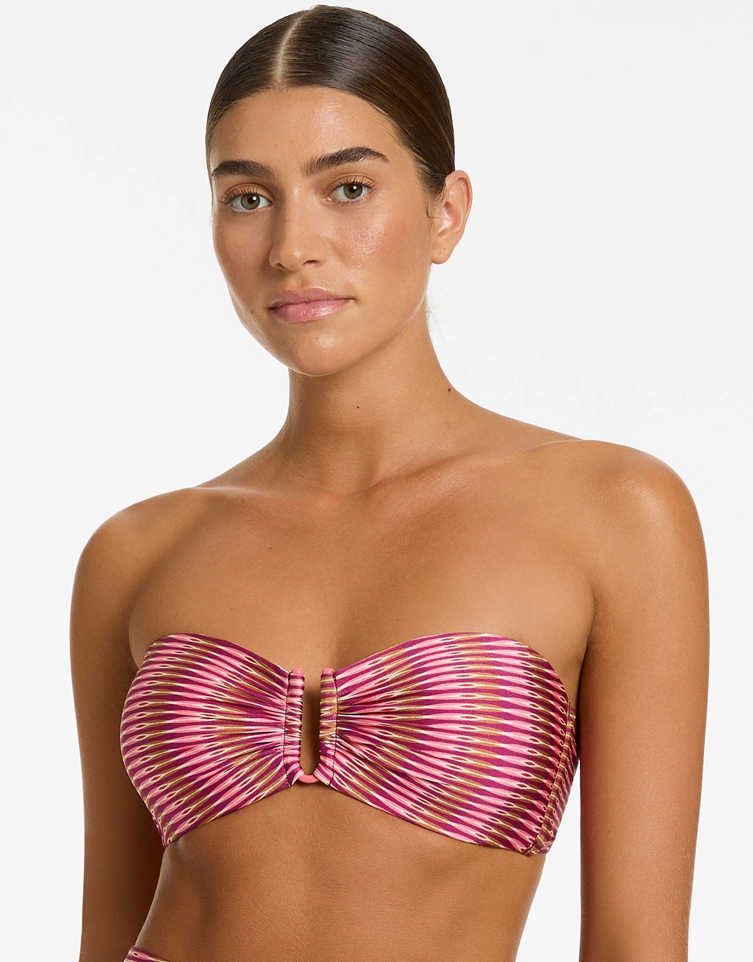 Alessia Geo Bandeau Bikini Top - Peony full coverage swim tops, cute bikini tops