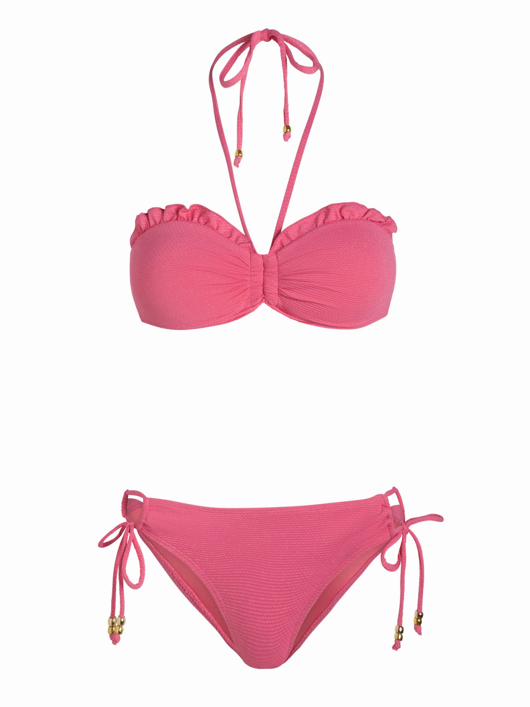 Alexis Top   Taryn Bottom In Hibiscus Metallic bikini bottom with tie sides, swim top for sunbathing
