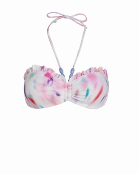 Alexis Top In Hazy Ikat Ivory fashionable beach swimwear, modern womens bikinis