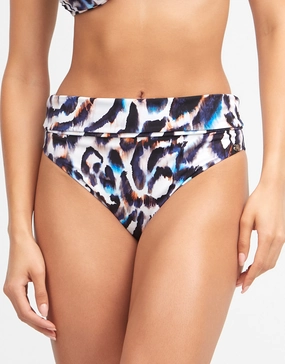 Alika Fold Band Bikini Pant - Animal adjustable swim bottoms women, flattering bikini bottoms