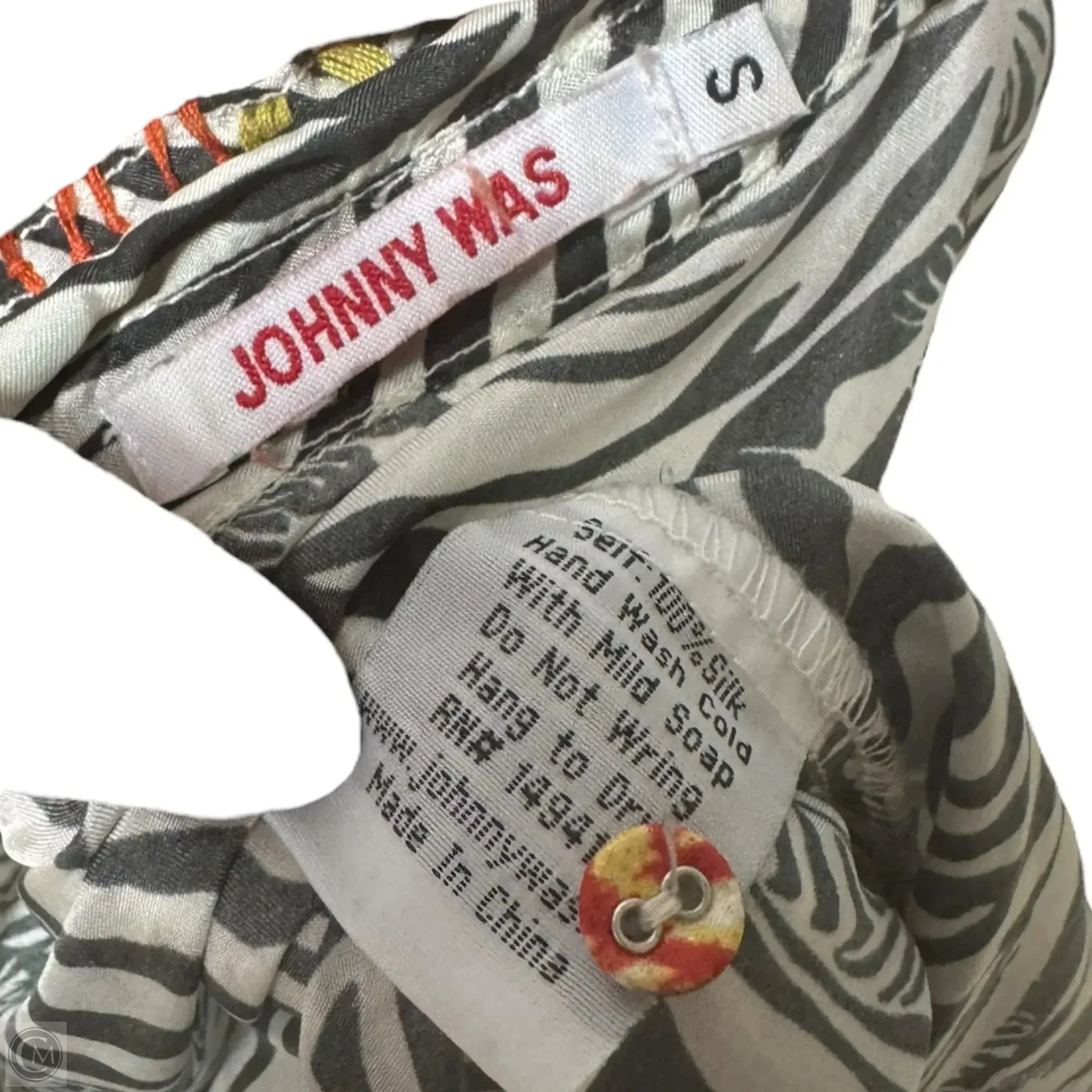 Alvena Silk Zebra Blouse Long Sleeve By Johnny Was In Animal Print, Size: S Johnny Was Clothing