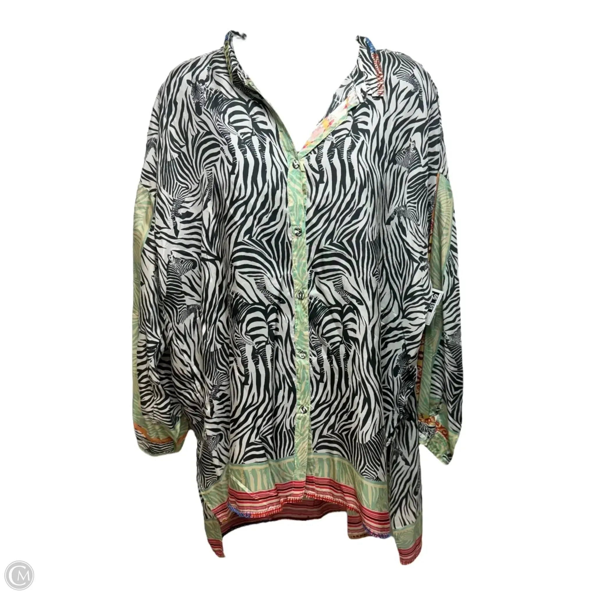 Alvena Silk Zebra Blouse Long Sleeve By Johnny Was In Animal Print, Size: S Johnny Was Clothing