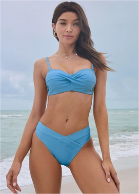 Amalfi Bandeau Top - Azure Blue solid color swimsuits, basic swimwear for women