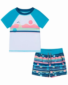 Andy & Evan Rashguard & Board Short Set boys swimwear sets, boys swim trunks