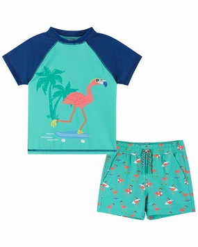 Andy & Evan Rashguard Set boys swimwear sets, boys swim trunks