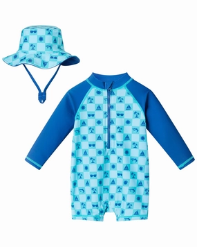 Andy & Evan Swim Romper & Hat boys swimwear sets, boys swim trunks