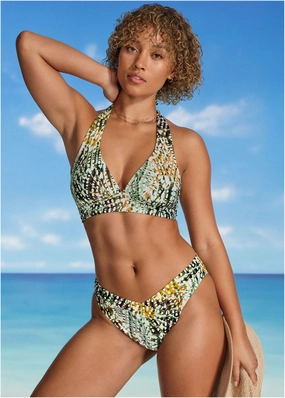 Anguilla Halter Top - Textured Diamond swimwear with tummy control, elegant swimsuits for women