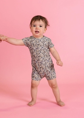 Antique Daisy | Baby Shorties Rashguard (Unisex) girls full coverage swimwear, kids swimwear for pool