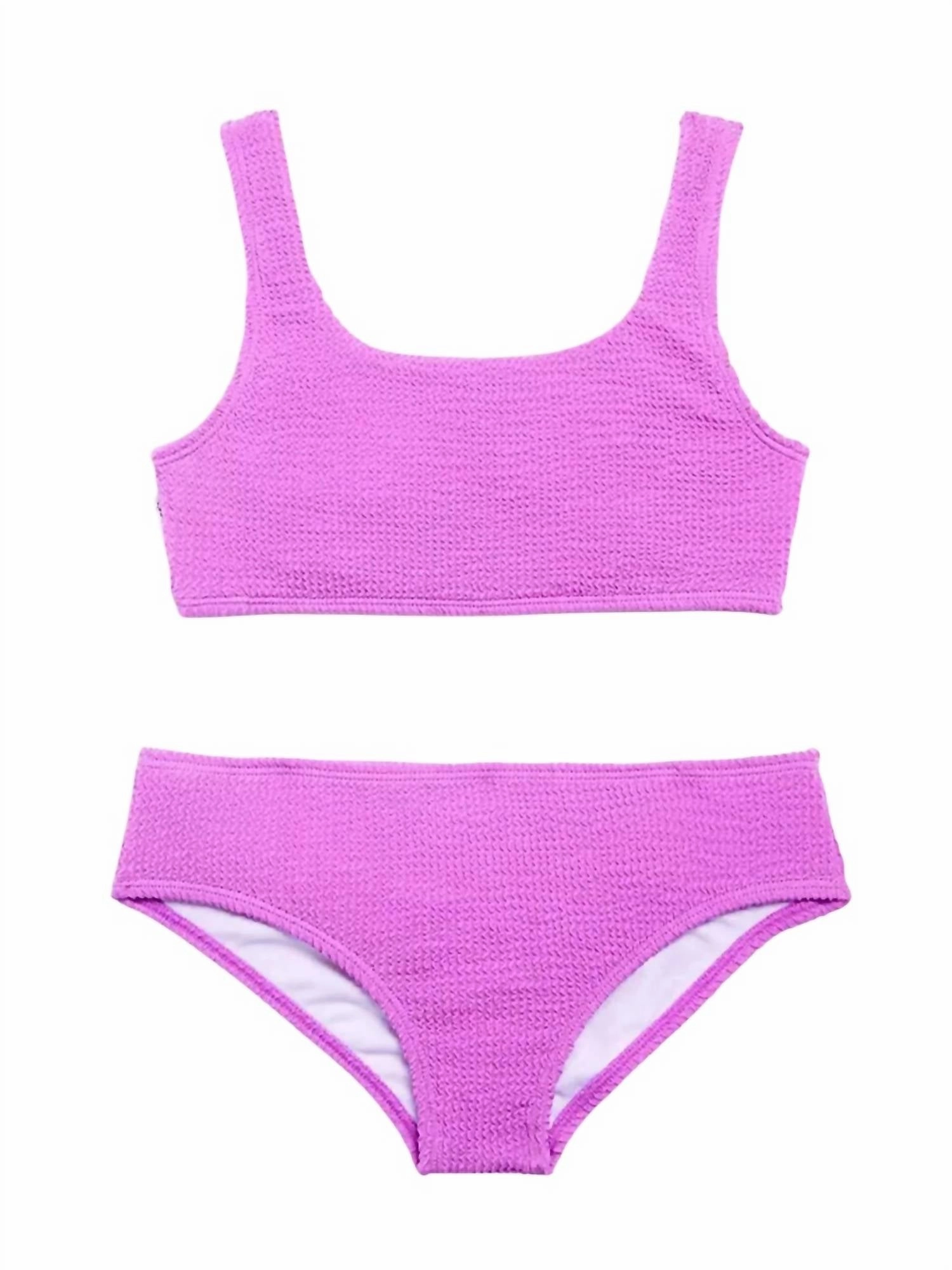 Antonia Crinkle 2 Piece Tankini In Purple