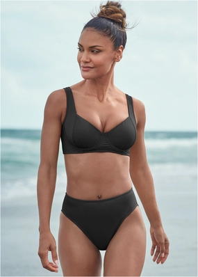 Aphrodite Underwire Top - Black Beauty plain swimwear women, minimalist swimsuits