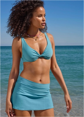 Aruba Swim Skirt - Blue swimwear with tummy control, elegant swimsuits for women