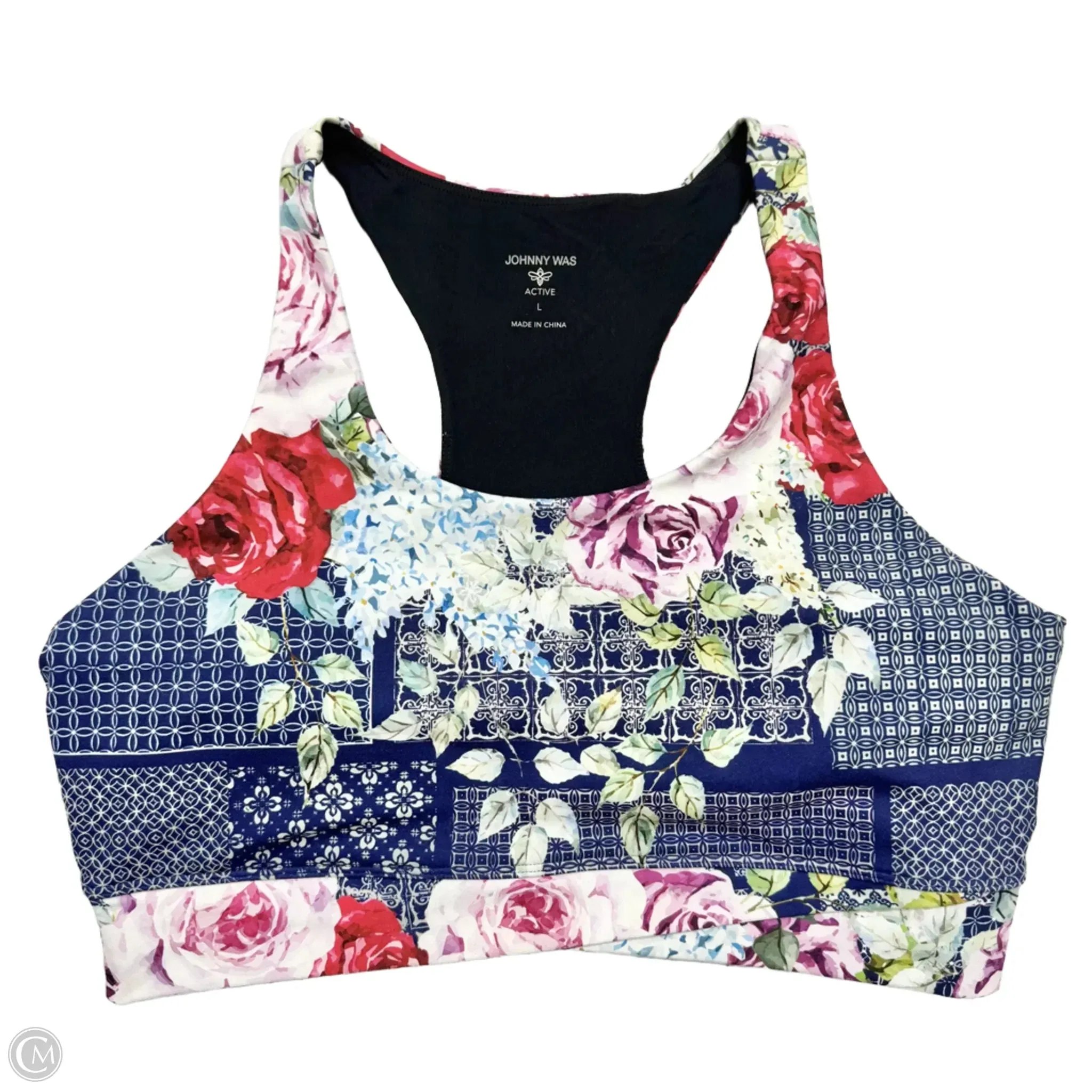 Athletic Bra By Johnny Was In Floral Print, Size: L