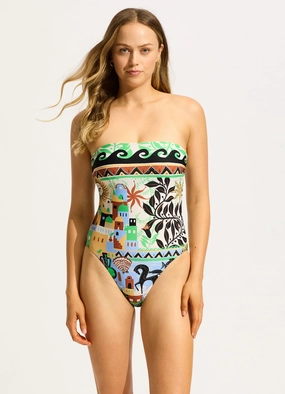 Atlantis DD Bandeau One Piece - Ecru plus size swimwear women, summer swimwear for ladies