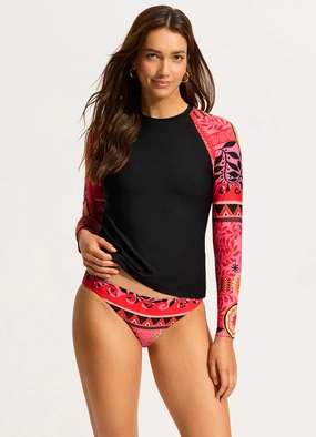 Atlantis Long Sleeve Rashvest - Paradise Pink two-piece bikinis for women, trendy bikinis for beachwear
