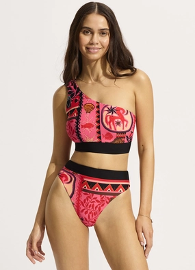 Atlantis One Shoulder Top Bikini Top - Paradise Pink plus size swimwear women, summer swimwear for ladies