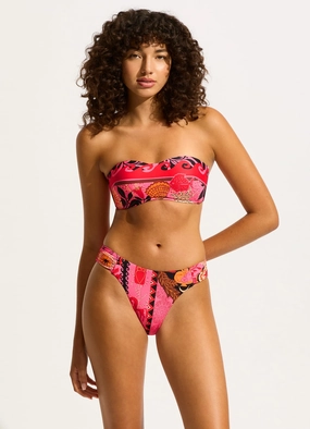 Atlantis Ruched Side Bikini Bottom - Paradise Pink plus size swimwear women, summer swimwear for ladies