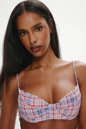 Austin Underwire Bikini Top - Americana Plaid swim tops for women, bikini tops with support