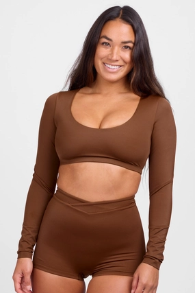 Avalon Long Sleeve Crop Rashie - Coconut affordable swimwear for all, trendy swimwear for summer