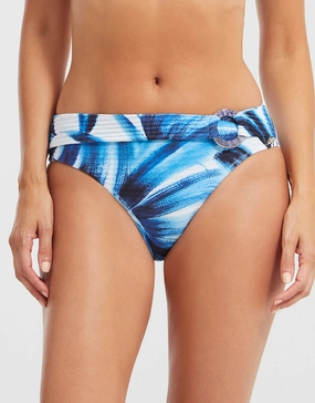 Azura Bikini Pant - Blue and White adjustable swim bottoms women, flattering bikini bottoms
