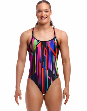Baby Beamer Diamond Back Swimsuit - Black/Multi minimalistic swimsuits women, sleek swimwear styles