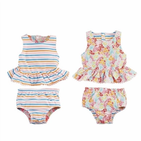 Baby Girl's Reversible Floral And Stripe Swimsuit Set In Multi cute swimsuits for teen girls, modest teen swimwear