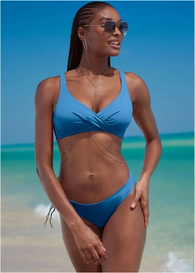 Bali Moderate Bottom - Azure Blue plain swimwear women, minimalist swimsuits