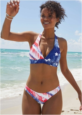 Bali Moderate Bottom - Boardwalk Flag Small modest swim bottoms women, comfortable bikini bottoms