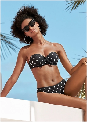 Bandeau Bikini Top - Retro Dots swimwear for all body types, comfortable womens beachwear