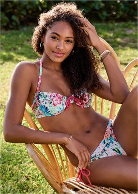 Banded Tie-Side Low-Rise Bottom - Soft Florals modest swim bottoms women, comfortable bikini bottoms
