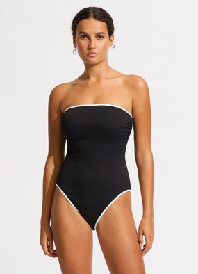 Beach Bound DD Bandeau One Piece - Black modern womens swimwear, one piece swimsuits women