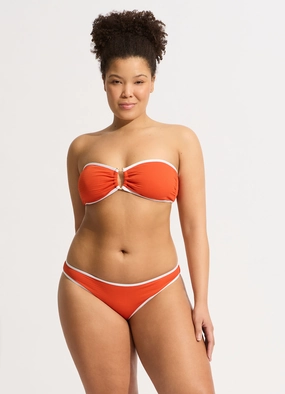 Beach Bound Ring Front Bandeau Bikini Top - Tamarillo two-piece bikinis for women, trendy bikinis for beachwear