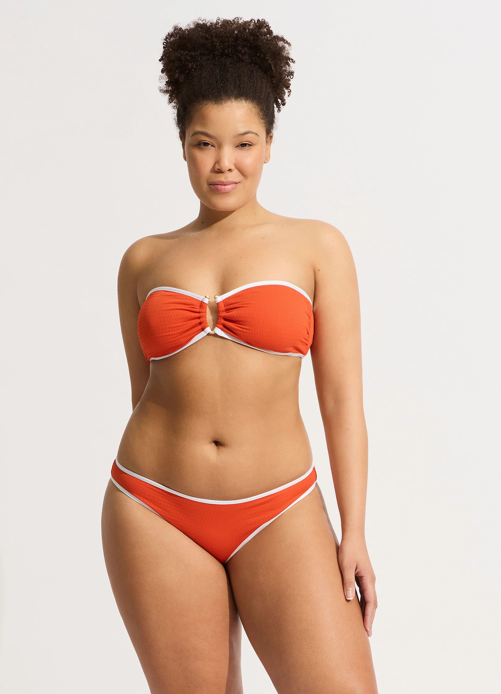 Beach Bound Ring Front Bandeau Bikini Top - Tamarillo two-piece bikinis for women, trendy bikinis for beachwear