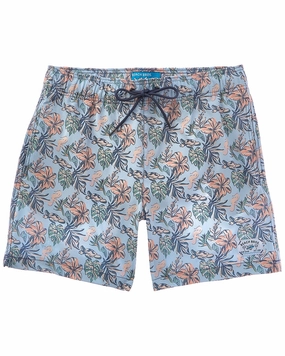 Beach Bros Floral Sea Turtle Swim Trunk mens full coverage swimwear, stylish mens swim trunks
