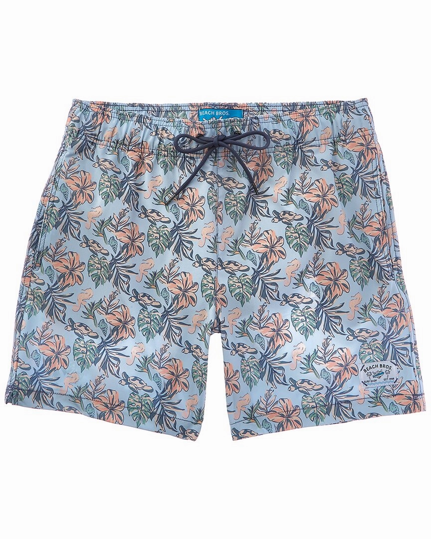 Beach Bros Floral Sea Turtle Swim Trunk mens full coverage swimwear, stylish mens swim trunks