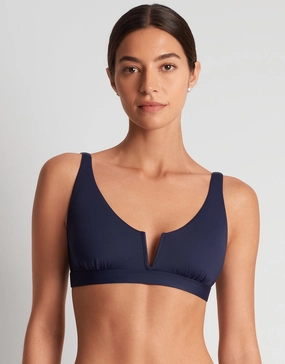 Beach Club Solids V Wire OTS Bikini Top - Dark Navy full coverage swim tops, cute bikini tops