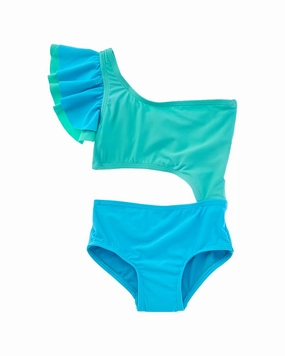 Beach Lingo Cutout Ruffle One-Piece stylish teen girl swimsuits, teen girls swimwear sets