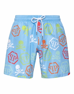 Beachwear Trousers Skull and Plein mens full coverage swimwear, stylish mens swim trunks