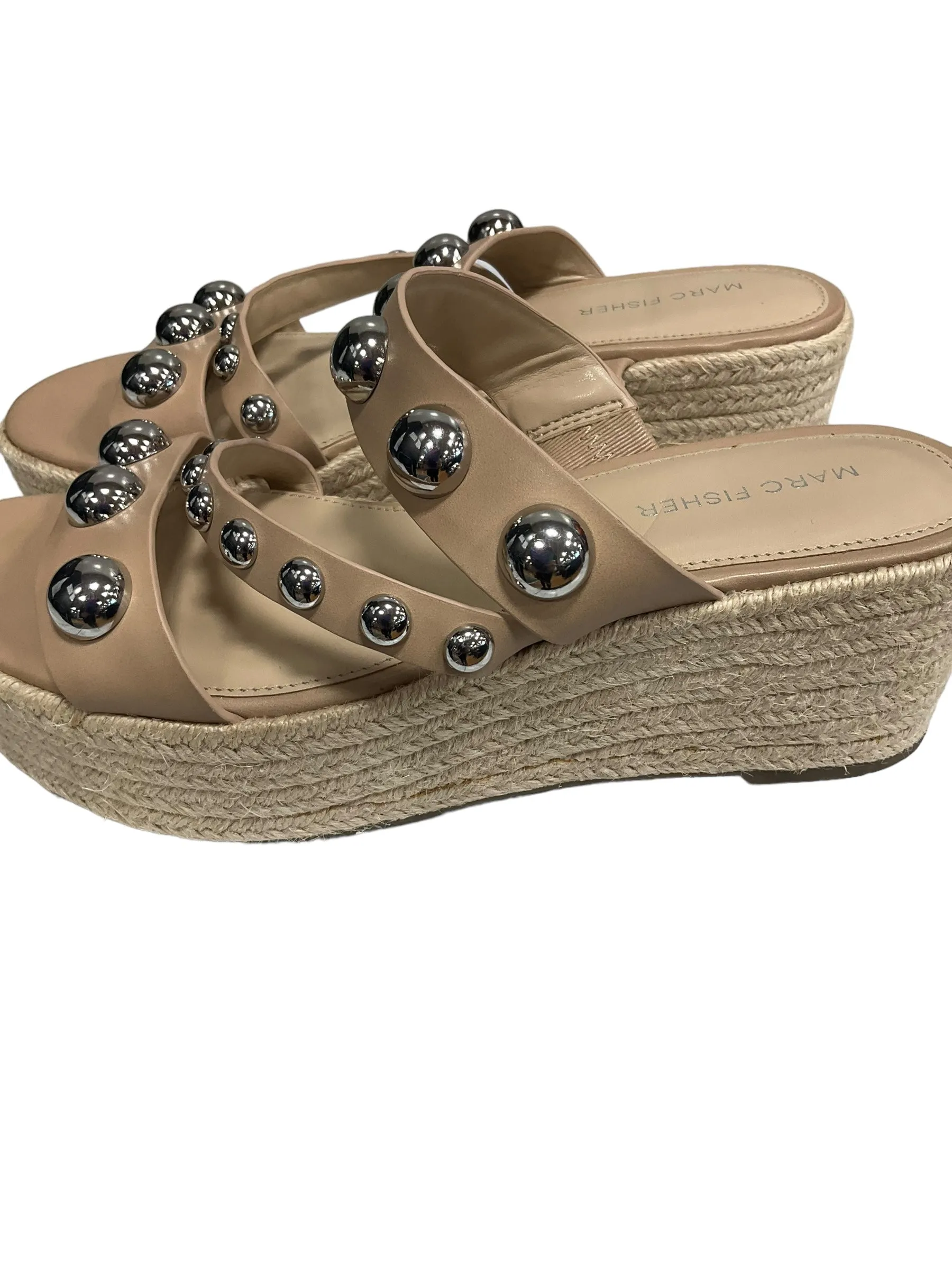 Beige Sandals Heels Platform Marc Fisher, Size 9.5 marc-fisher