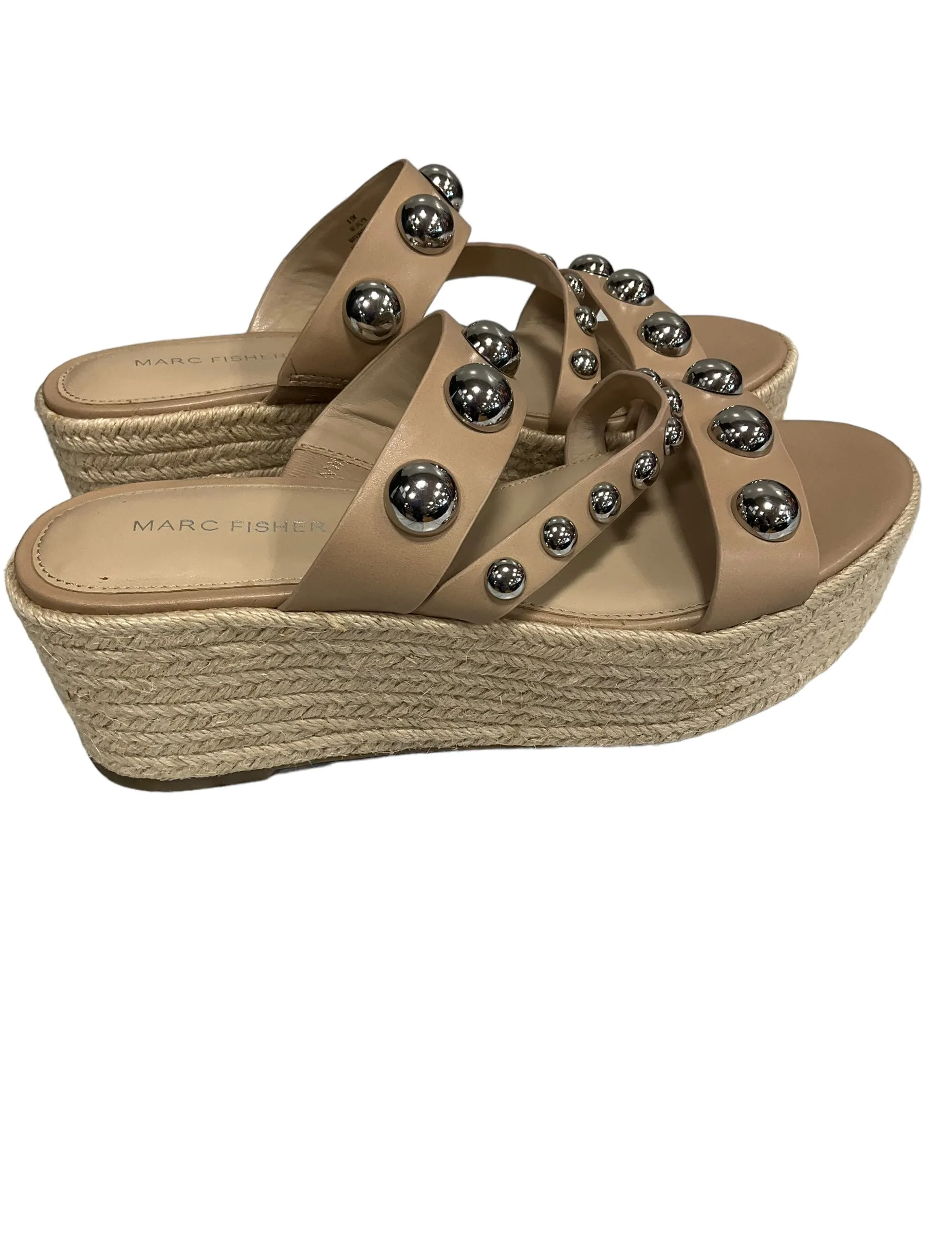 Beige Sandals Heels Platform Marc Fisher, Size 9.5 marc-fisher