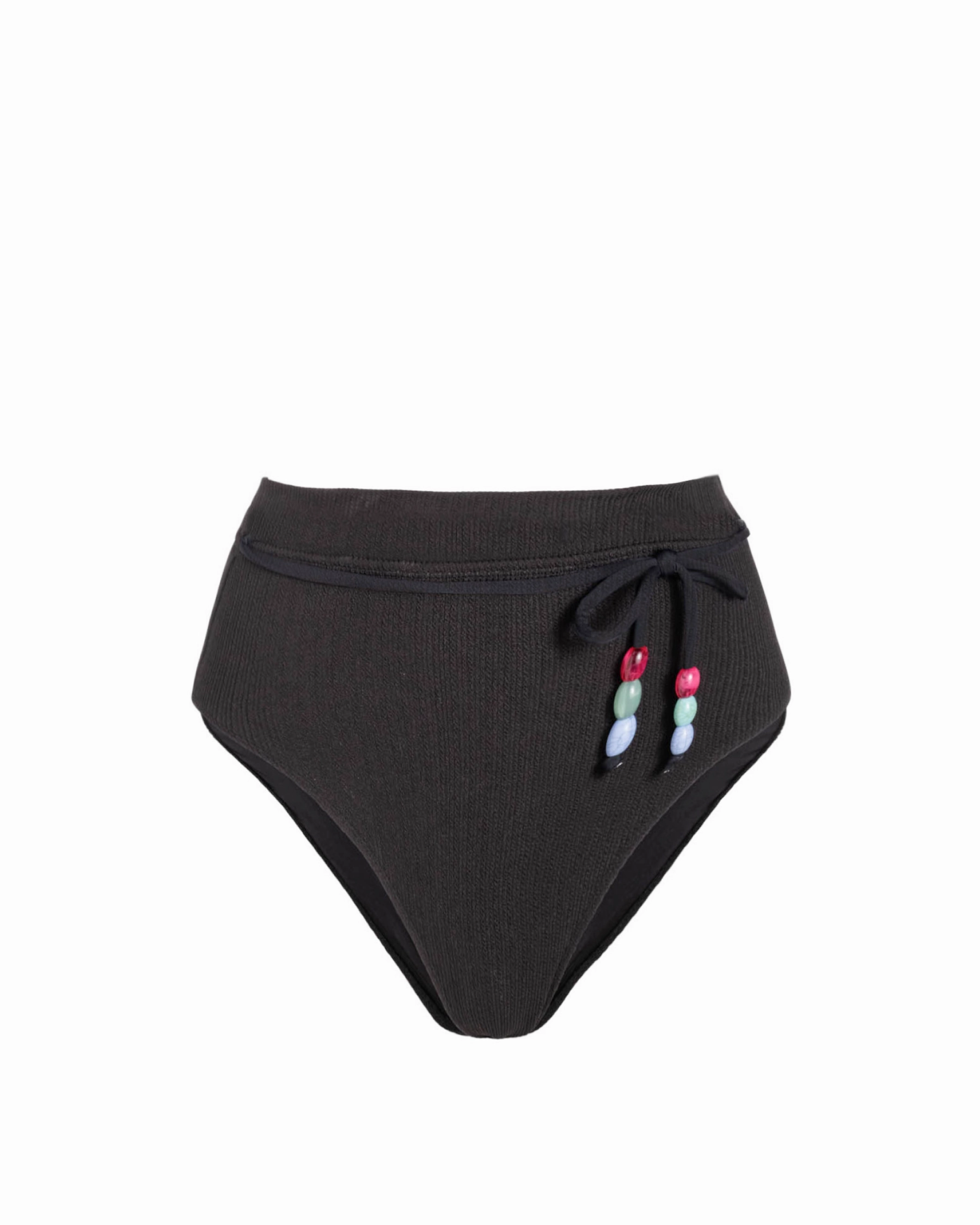 Belted Hi Waist Hi Leg Bottom In Black Texture fashionable beach swimwear, modern womens bikinis
