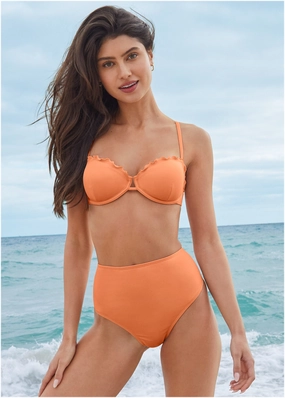 Bermuda Underwire Top - Cantaloupe everyday swimwear for women, casual swim outfits ladies