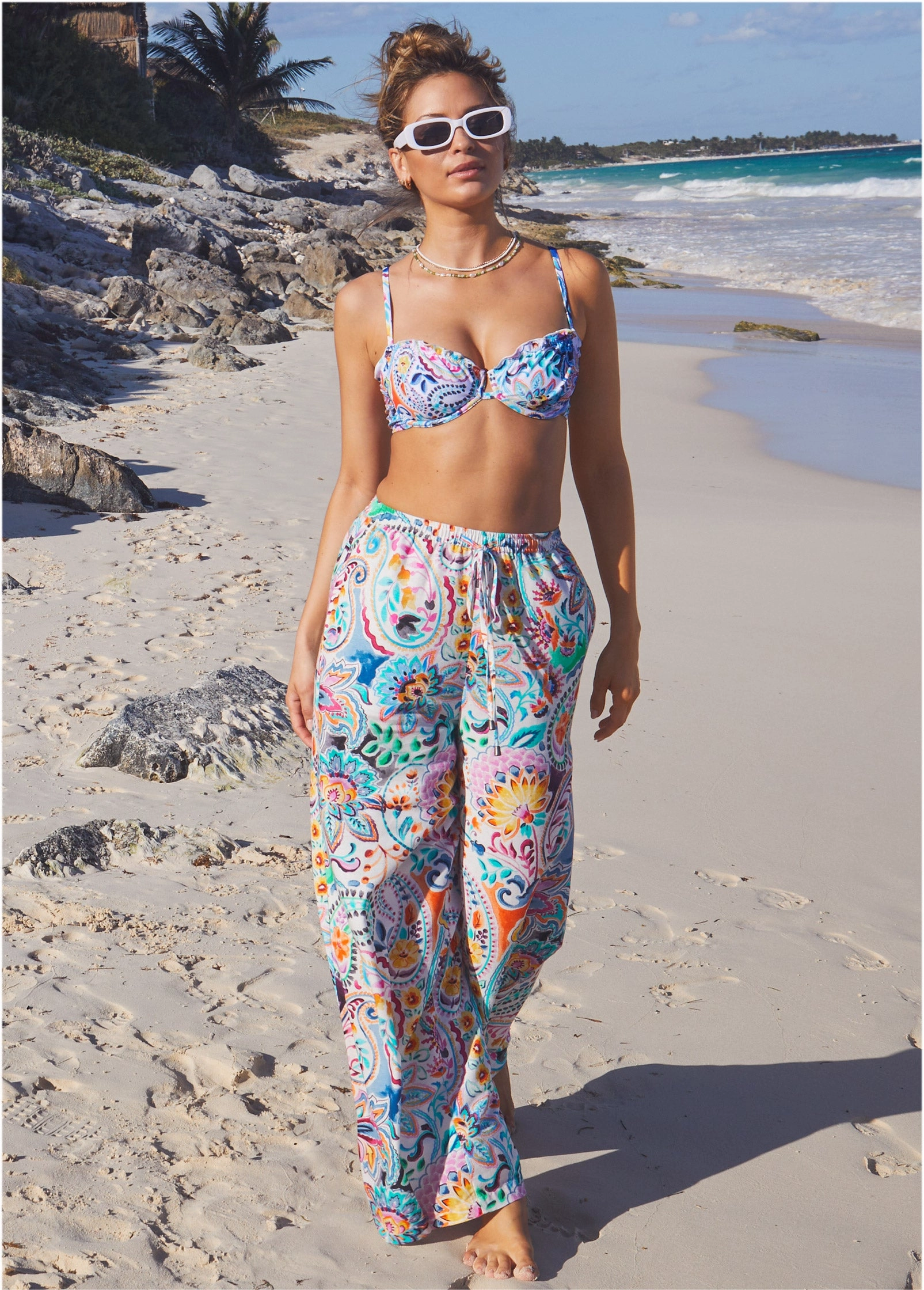 Bermuda Underwire Top - Fiesta Floral womens sun protection swimwear, trendy swimwear collection