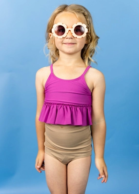 Berry | Mini Peplum Top girls full coverage swimwear, kids swimwear for pool