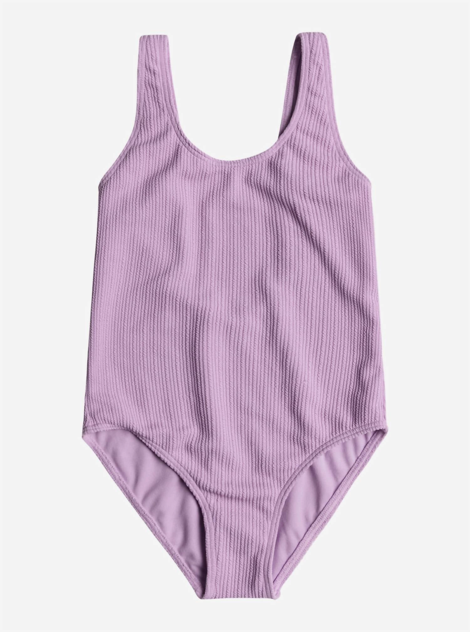 Big Girls Aruba Textured One-Piece Swimsuit In Crocus Petal stylish teen girl swimsuits, teen girls swimwear sets