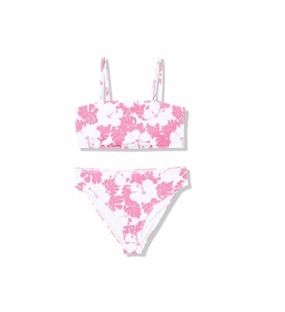 Big Girls Totally Iconic Swimsuit Set In Shocking Pink stylish teen girl swimsuits, teen girls swimwear sets