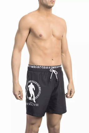 Bikkembergs Sleek Laye Swim Shorts with Logo Men's Detail mens beach swimwear, quick dry mens swimsuits