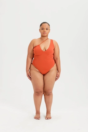 Bimage One Piece - Rust soft fabric swimwear women, resort swimwear for ladies